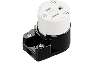 Nema 5-15R/5-15C Female Socket, Right Angle 5-15R Connector ETL Listed 15AMP/125VOLT,15A DIY Receptacle, USA Canada 3-Prong,1