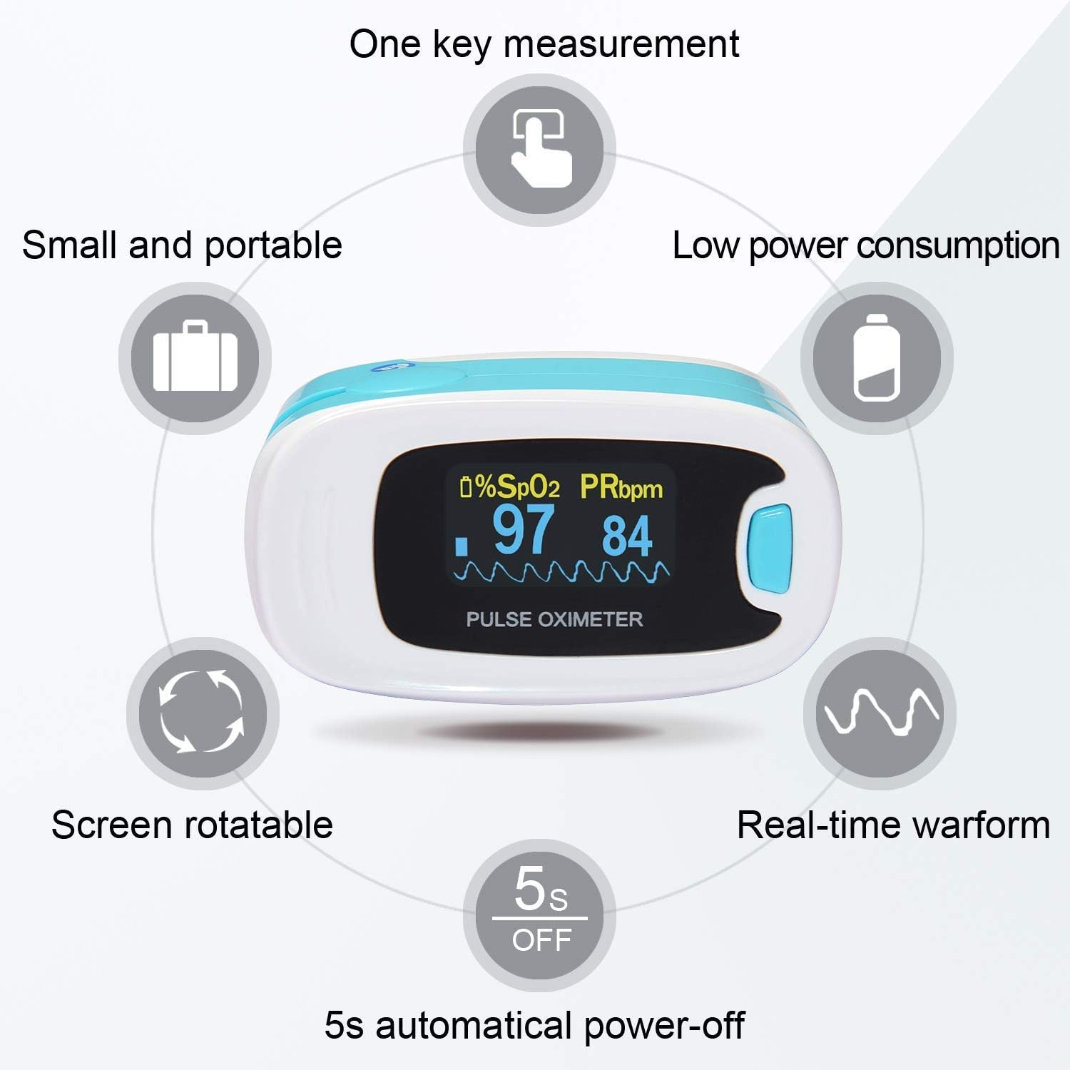 CONTEC OLED CMS50NA Pulse Oximeter SpO2 and PR Value Waveform Blood Oxygen Neck/Wrist Corda: Health & Personal Care