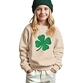 BOUTIKOME Kid Boy Girl St Patricks Day Sweatshirts Embroidered Clover Shirt Long Sleeve Pullover Chenille Patch Top Clothes