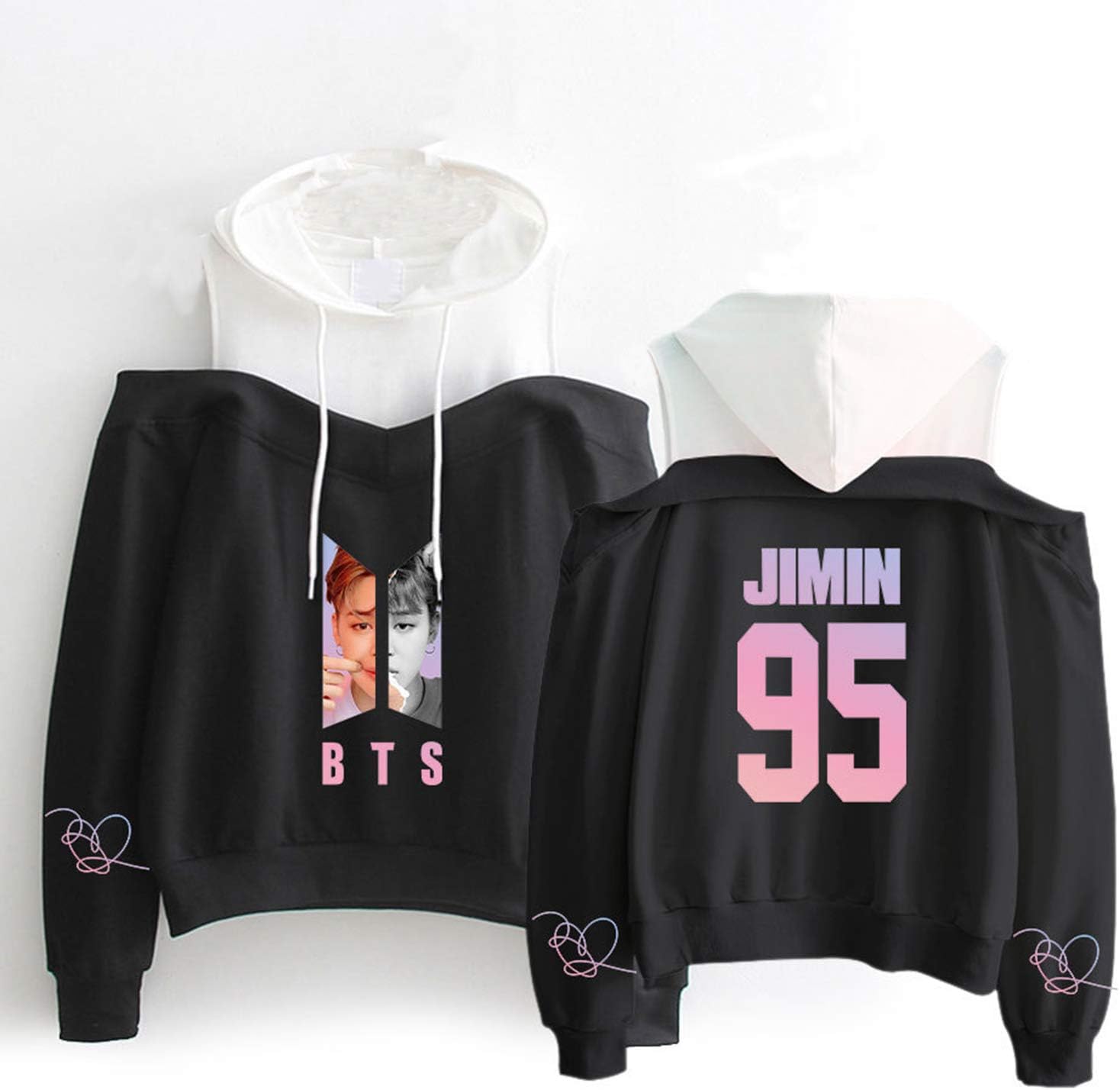 DHSPKN Kpop BTS Off Shoulder Hoodie Love Yourself Pullover Jacket Jungkook Jimin Blouse Sweatshirt