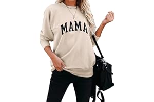 Dressmine Womens Crewneck Mama Sweatshirt Oversized Maternity Long Sleeve Shirt Cute Sweaters Graphic Hoodies