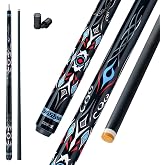 CRICAL COWCUE 58-Inch Carbon Fiber Pool Cue, Low Deflection, 12.5mm Tip | Adjustable pool cue with 3/8x8 joint for stable control, regular billiards practice and pool hall play.