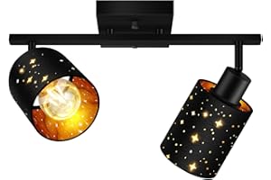 BRICOSMOCON Track Lighting Kit, 2 Light Track Lights Black, Modern Flexible Ceiling Spotlight, Industrial LED Wall Fixtures for Kitchen Cabinet Gallery Bar Hallway Living Room, Goth Decor(E26 Socket, NO Bulb)