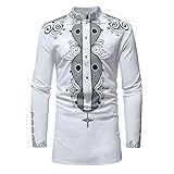 Toimothcn Men's African Style Print Long Sleeve 1/4