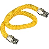 HIGHCRAFT 24 Inch Gas Connector with Fittings, Yellow Coated Gas Connector, 5/8" OD, 3/4" FIP x 3/4" FIP Connection