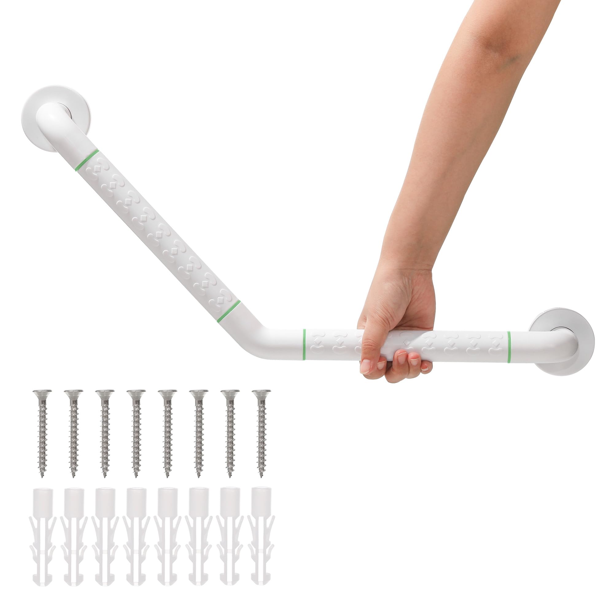 Photo 1 of 135° Bath Grab Rails with Anti-Slip Grip and Safety Luminous Circles, Stainless Steel Bath Handle,Shower Wall Grip Handle Towel Rail.