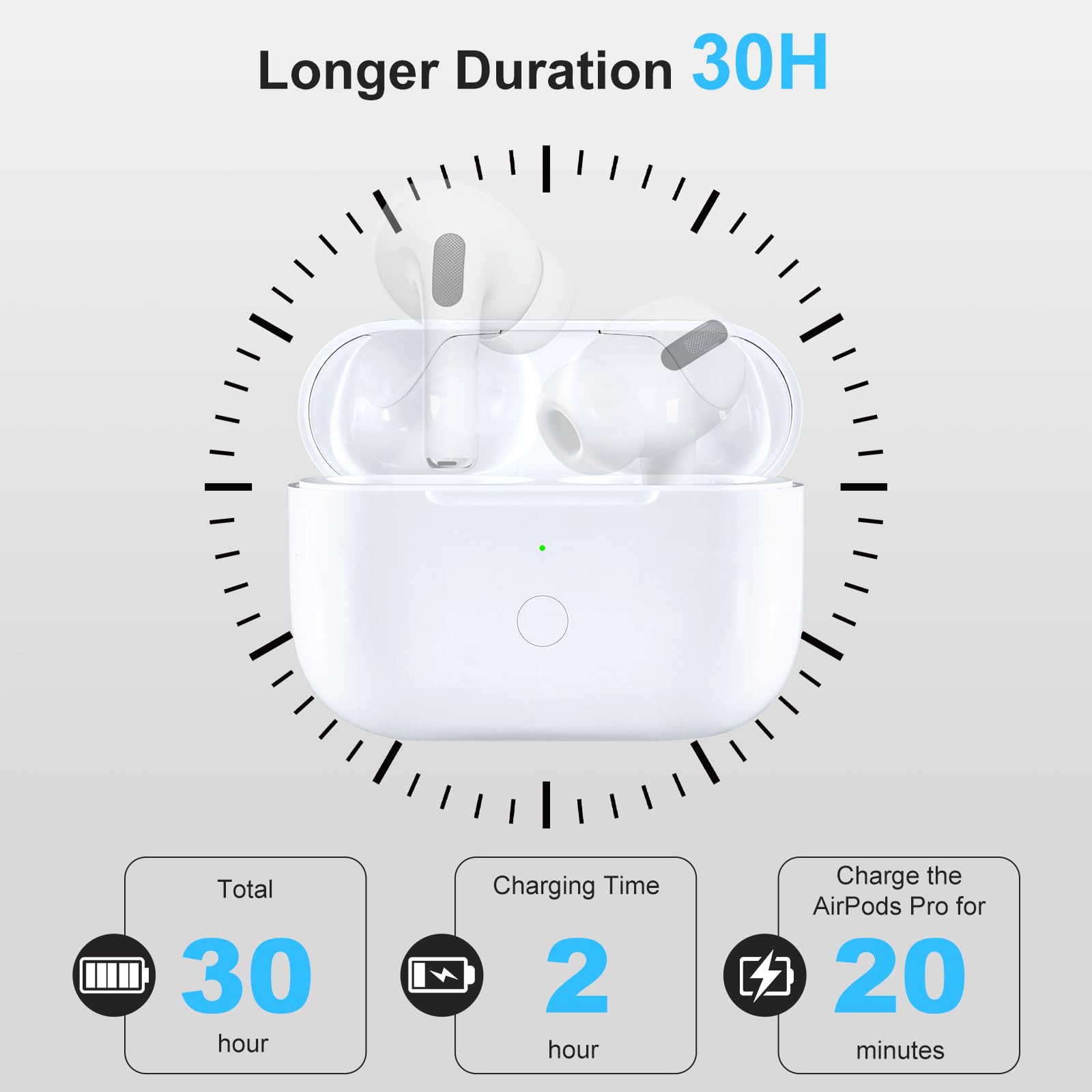 Wireless Charging Case Replacement Compatible with AirPods Pro 1st & 2nd Generation, AirPods Pro 1st & 2nd Charger Case with Bluetooth Pairing Sync Button