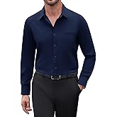 ROUWELL Mens Dress Shirts Long Sleeve Stretch Wrinkle Free Casual Shirt Formal Wedding Button Down Shirts