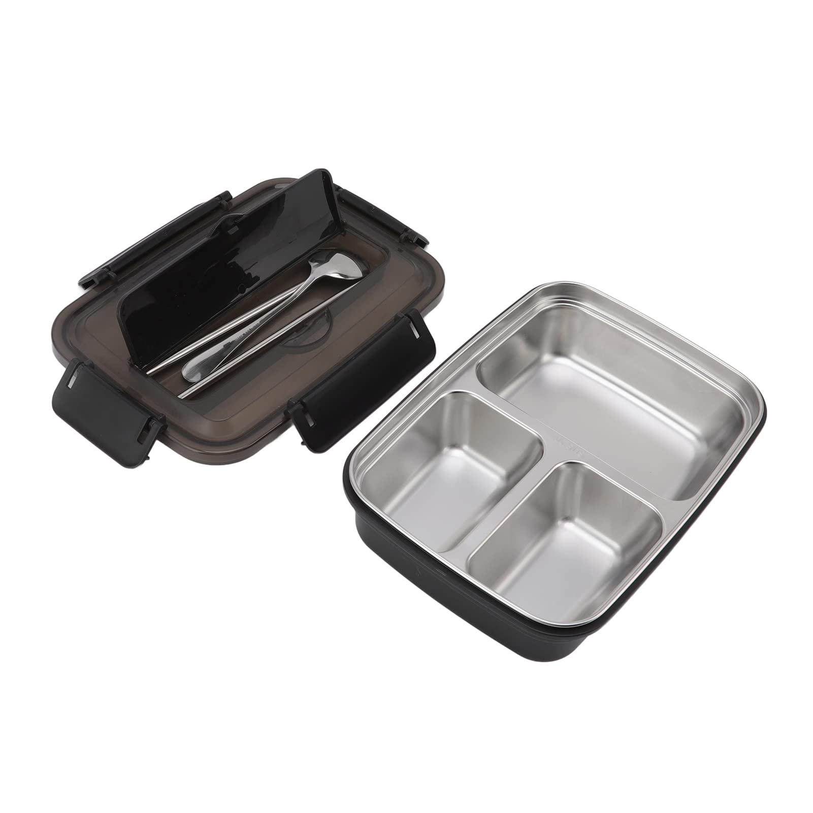 Gaeirt Box, Lightweight Compact Compartment Design Safe Plastic Lunch Containers for Travel Picnic in The Office (Black)