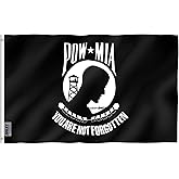 Anley Fly Breeze 3x5 Foot POW MIA Flag - Vivid Color and Fade proof - Canvas Header and Double Stitched - You are Not Forgotten Prisoner of War Flags Polyester with Brass Grommets 3 X 5 Ft