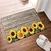 NYMB Flower Decor Sunflower on the Wooden Bath Rugs, Non-Slip Floor Entryways Outdoor Indoor Front Door Mat,16X24 Inches Bath Mat