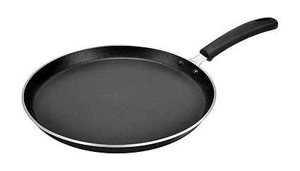 Tosaa Non Stick Flat Tawa, 28.5cm 3mm Thickness, Black and Red