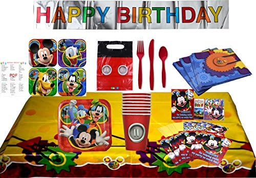 Mickey Mouse Party Supplies (Mickey 8 Guests) - Complete Mickey Mouse Clubhouse Birthday Party Setup for boys and girls