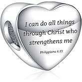 NUNUYAYA Christian Bible Verse Heart Charm for Bracelet Charm Prayer Faith Religious Jewelry Gifts for Women