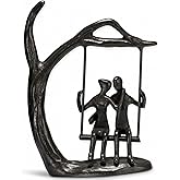 Ofiedx Couple Swing Statue, Solid Cast Iron Romantic Couple Figurine, for Wife Husband, Valentine’s Day Gift for Him Her, Modern Home Decor for Shelf Mantel, 6.46" Tall