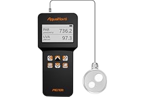 AQUAHORTI Quantum PAR Meter,320-750nm. Red | Blue Light Seperate PPFD,Test UVA Radiation Intensity,3ft Telescopic Rod. Record History PAR.