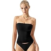 QINSEN Women's Tube Top Double Lined Strapless Bandeau Top Summer Slim Fit Going Out Tank Tops