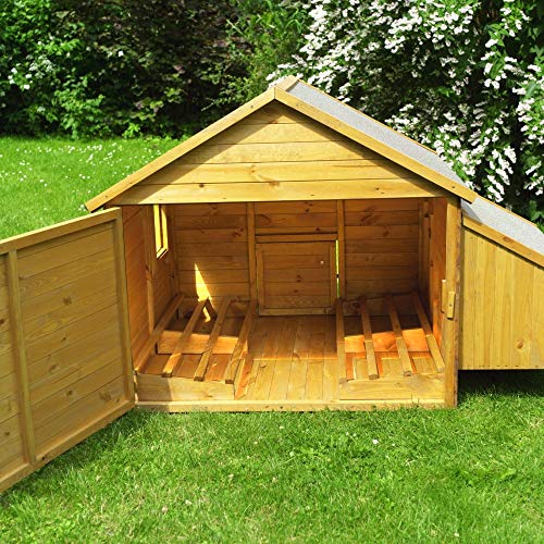 Beauty.Scouts Outdoor Dino Collection Kleintierstall Bunny, Kiefer, 203 x 116 x 103 cm, inkl. Auslauf, Hühnerstall, Kaninchenstall, Meerschweinchenstall, Kleintiergehege, Kleintierhaus, Garten – Bild 3