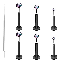 3 Pairs 6 Pcs Black 18G Threadless Nose Piercings