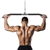 Detachable LAT Pull Down Bar with Full Paded Rotating LAT Bar, Cable Machine Pull Down Bar Attachment, Triceps Biceps Pulldown bar for Home Gym/Office