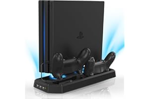 KEKUCULL Controller Charger Station for PS4Pro,Vertical Stand with Dual Controller Charging Dock Station,Dual Cooling Fan and 3 USB Ports(Only for PS4Pro)