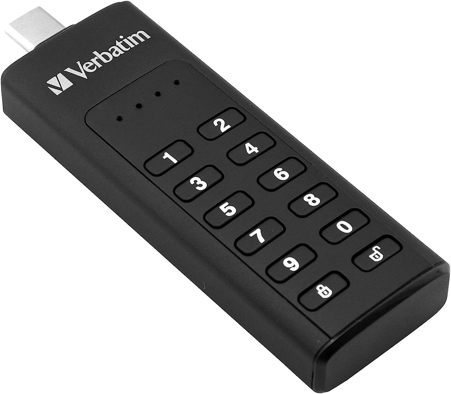 VERBATIM Keypad Secure USB-Stick - USB Type-C - 64GB - memory-stick with passcode-protection & encryption - incl. USB-C extension cable - USB Type-C for laptop notebook & co - black
