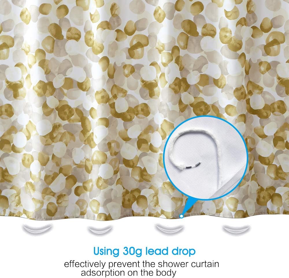 ARICHOMY Yellow Shower Curtain Set Bathroom Fabric Curtains Waterproof Golden eBay