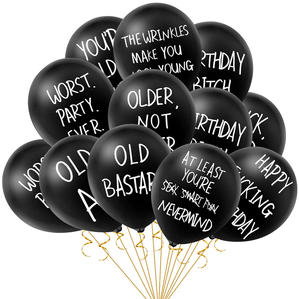 USCW Abusive Balloons Funny, Abusive Birthday Balloons, Funny Cute Offensive Rude Bulk Party Balloons, Cute Offensive Balloons, Black Latex Balloons, for Men Abusive Birthday Balloons (US2077)