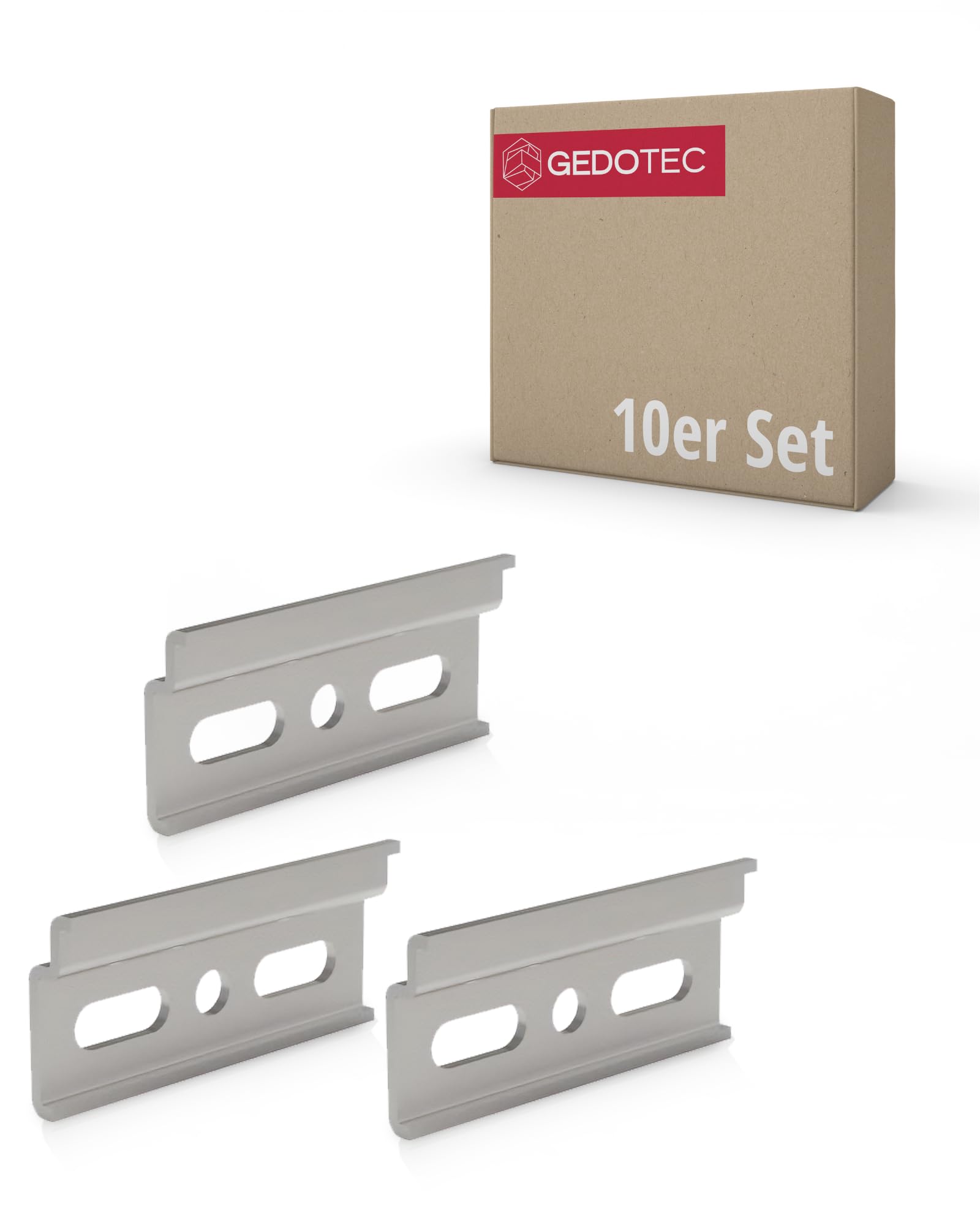 Gedotec Galvanized Steel Support Plate | 10 Pieces - Wall Brackets | Length 60 mm | Cupboard Rail with Safety Catch for wall Cupboard | Wall Cupboard Suspension Rail | Mounting Rail