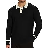 Alex Vando Mens Knit Polo Shirts Long Sleeve Sweater Casual Fashion Classic Button Down Polo Shirts