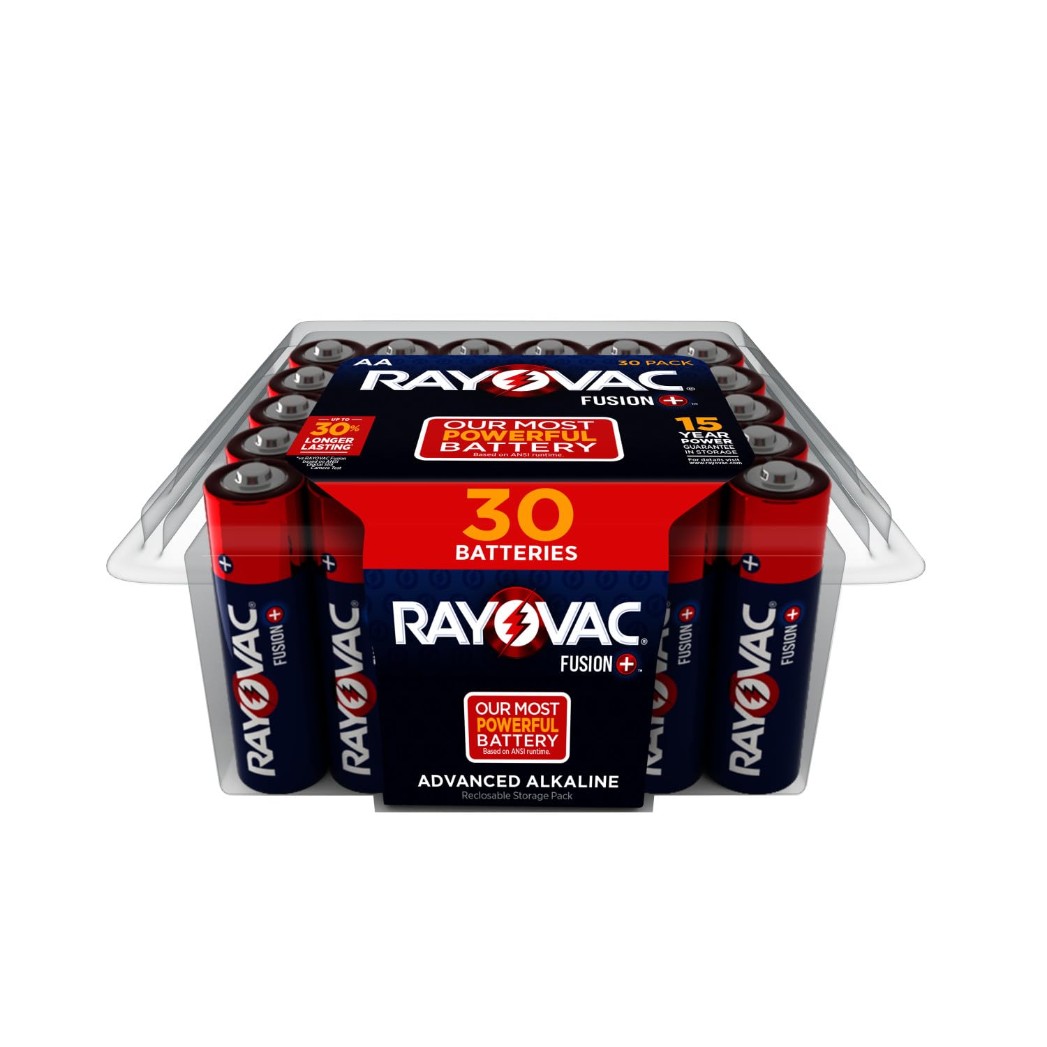 Rayovac Fusion AA Batteries (30 Pack), Double A Alkaline Batteries