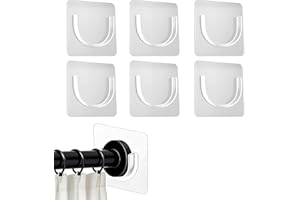 6 Pack Shower Rod Holder, Adhesive Shower Rod Retainer Shower Curtain Rod Holder, Tension Curtain Rod Bracket No Drilling,Cle