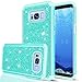 LeYi Compatible with Samsung Galaxy S8 Case with 3D PET HD Screen Protector [2 Pack] for Girls Women, Glitter Bling [PC Silicone] Dual Layer Hybrid Heavy Duty Phone Case for Samsung Galaxy S8 TP Mint