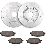 Front Drilled Brake Rotors + Ceramic Pads For 2001-2007 Toyota Highlander (Non-Hybrid)