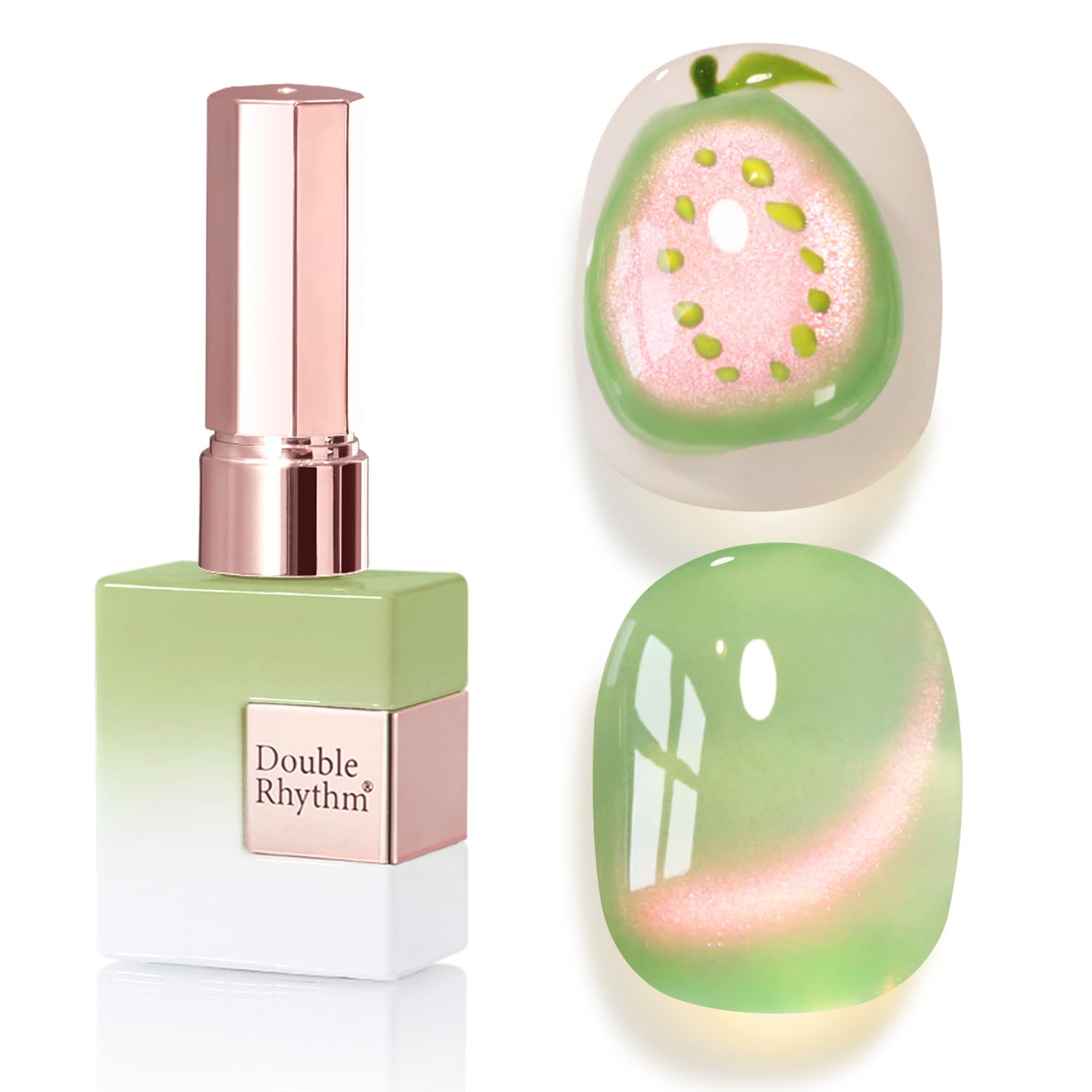 Photo 1 of **** CHECK COMMENTS***    Double Rhythm 0.5 OZ Cat Eye Gel Polish with Magnet 15ML Holographic Glitter Shimmer Translucent Jelly Color Magnetic Nail Polish Salon DIY at Home (Pink Green-MC1215)