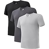 DAVID ARCHY Men's Undershirts Quickly-Dry T-Shirt, Stretch and Moisture-Wicking Crewneck/V-Neck Tees 3 Pack