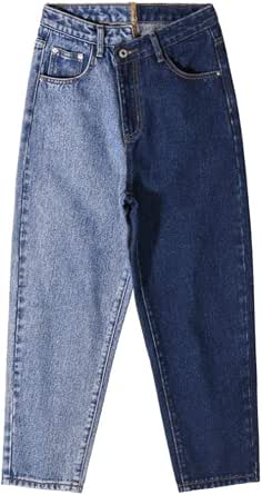 Amazon.com: Pantalones vaqueros de moda y especiales con patas rectas en  diferentes colores de pierna, cintura alta : Ropa, Zapatos y Joyería