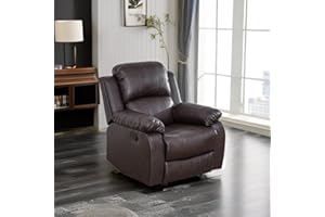 Caberryne Leather Recliner Chair for Living Room Furniture Set,Black Leather Reclining Couch for Small Space/Rv, Wall Hugger Single Recliner/Home Theater Chairs for House/Office(Chair)