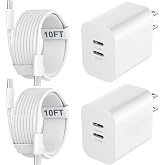 iPhone 18 Duo 17 16 Charger Fast Charging 10 FT Long iPhone USB C Charger | 20W Dual Port Type C Fast Charger Block for iPhone 18 17 16 15 Pro Max/18 17 16 15 Pro/17 15 15/Air, iPad Pro, Android Phone