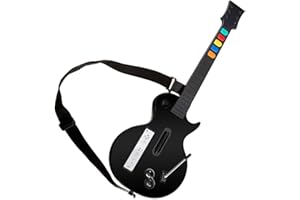 NBCP Wireless Guitar Controller for Nintendo Wii – Compatible with Guitar Hero and Rock Band 2 Games – Includes Adjustable Strap – Black