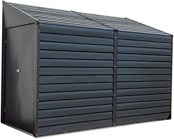 Spacemaker Metallgeratehaus Anlehnhaus Fahrradgarage Metallgartenhaus Grau 295x124x208 Cm Gartenhutte Amazon De Garten