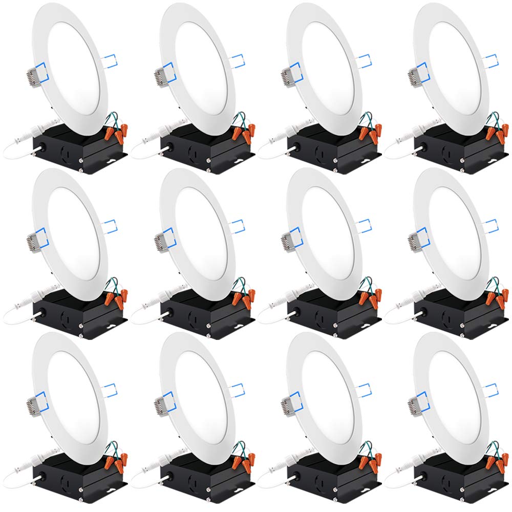 Sunco Lighting 12 Pack 6 Inch Slim LED Downlight with Junction Box, 14W=100W, 850 LM, Dimmable, 5000K Daylight, Recessed Jbox Fixture, Simple Retrofit Installation - ETL & Energy Star