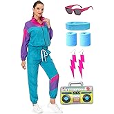 MASSWO Color Block Track Suit Set 80s Long Sleeve Windbreaker 90s Track Outfit Casual Sweatsuits Women