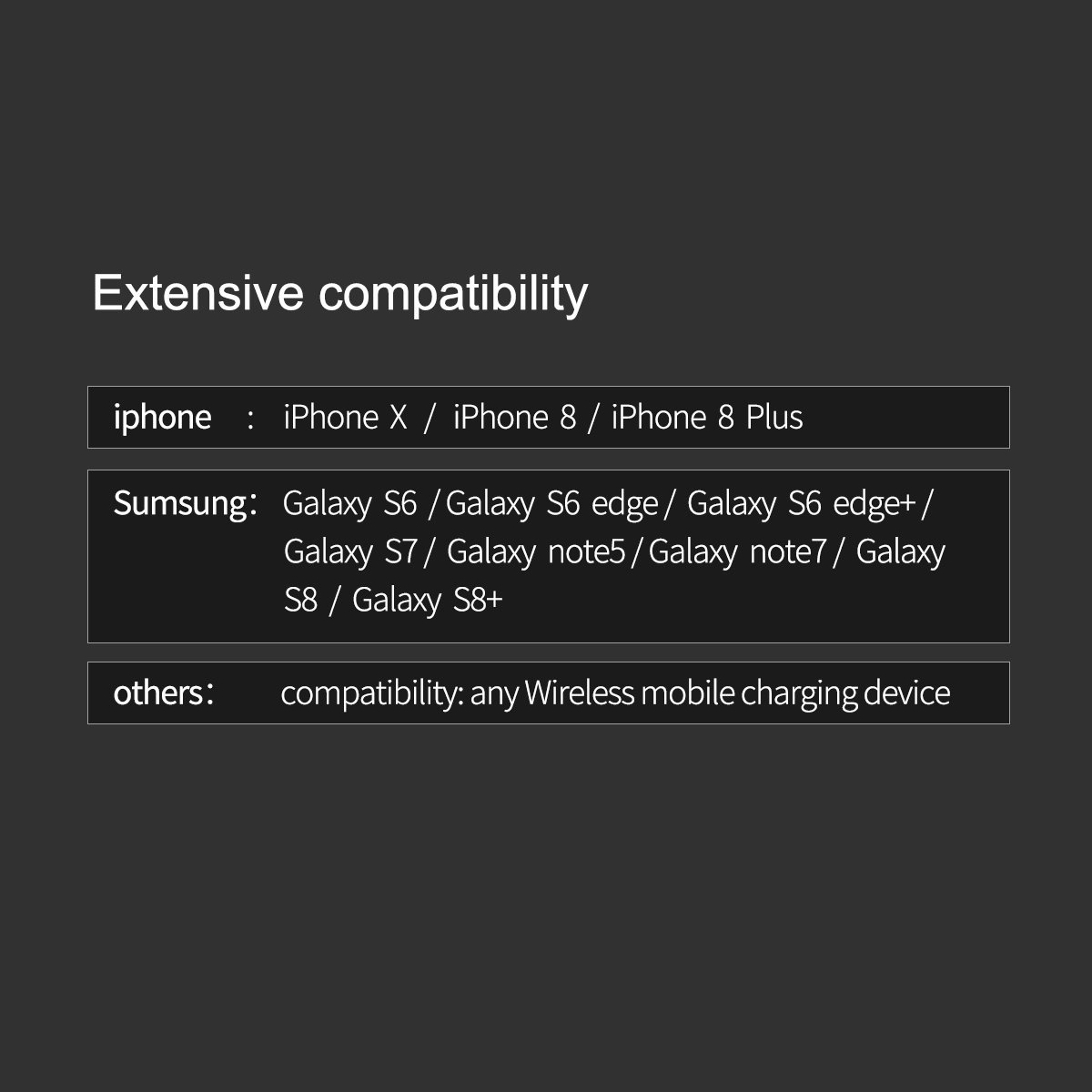 Samsung Fast wireless charger, OSCOO Qi wireless charger for iPhone X, iPhone 8/8 Plus, Samsung Note 8/S8/S8 Plus, Nokia 8, Note 5, S6 Edge+/S6/S6 Edge/S7 Edge,and All Qi-Enabled Devices.(fast black)