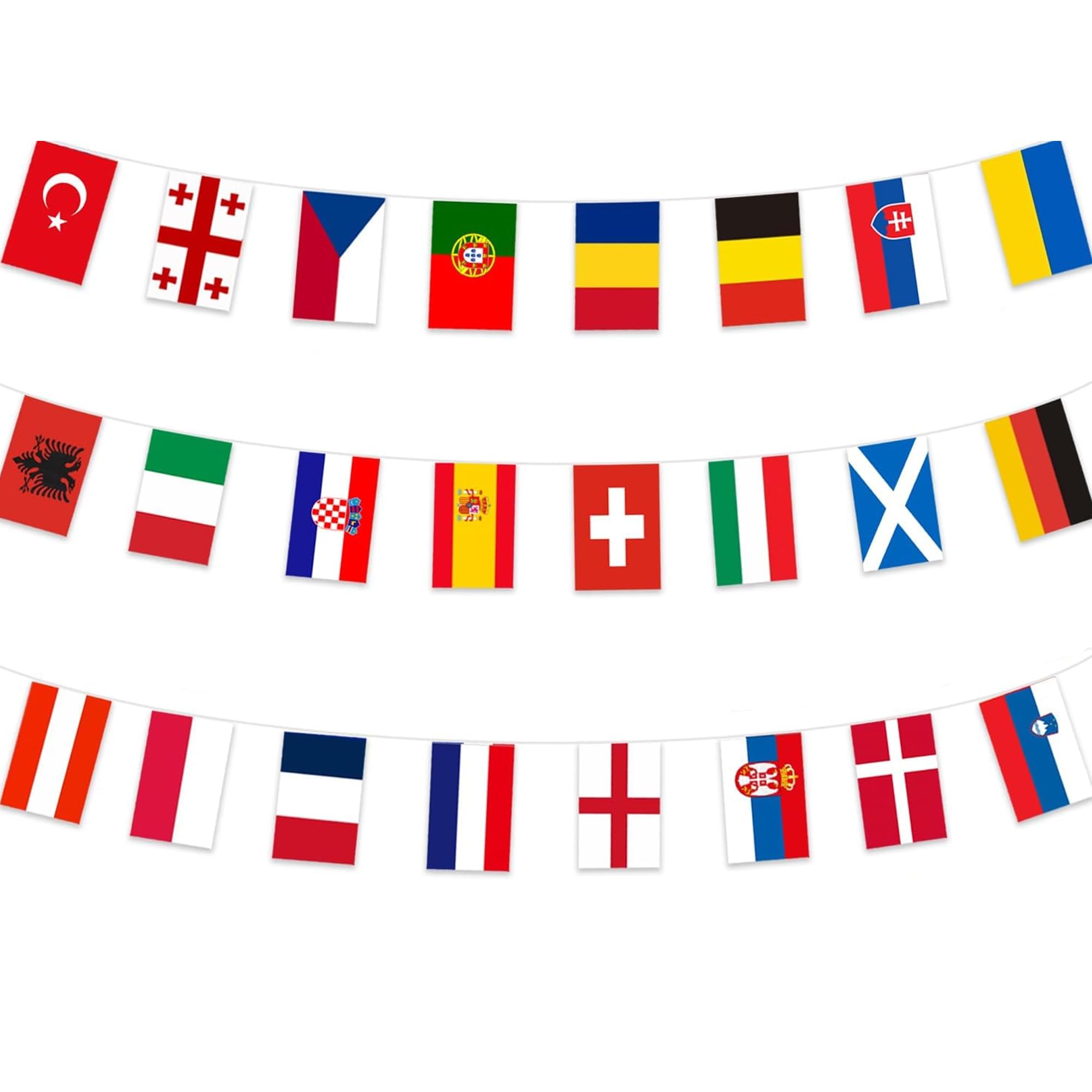 Eurovision Party Decorations Bunting Banner, European 24 Nation Flags Bunting 7.5m 14x21cm, 2025 Eurovision Song Contest Decorations for National Celebrations, Eurovision Party Supplies