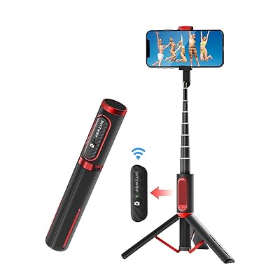 Selfie Stick Tripod, BlitzWolf Lightweight Aluminum All in One Extendable Phone Tripod Selfie Stick Bluetooth with Remote for iPhone Xs MAX/XR/XS/X/8/8 Plus/7/7 Plus/6s/6, Galaxy S10/S9/S9 Plus, More