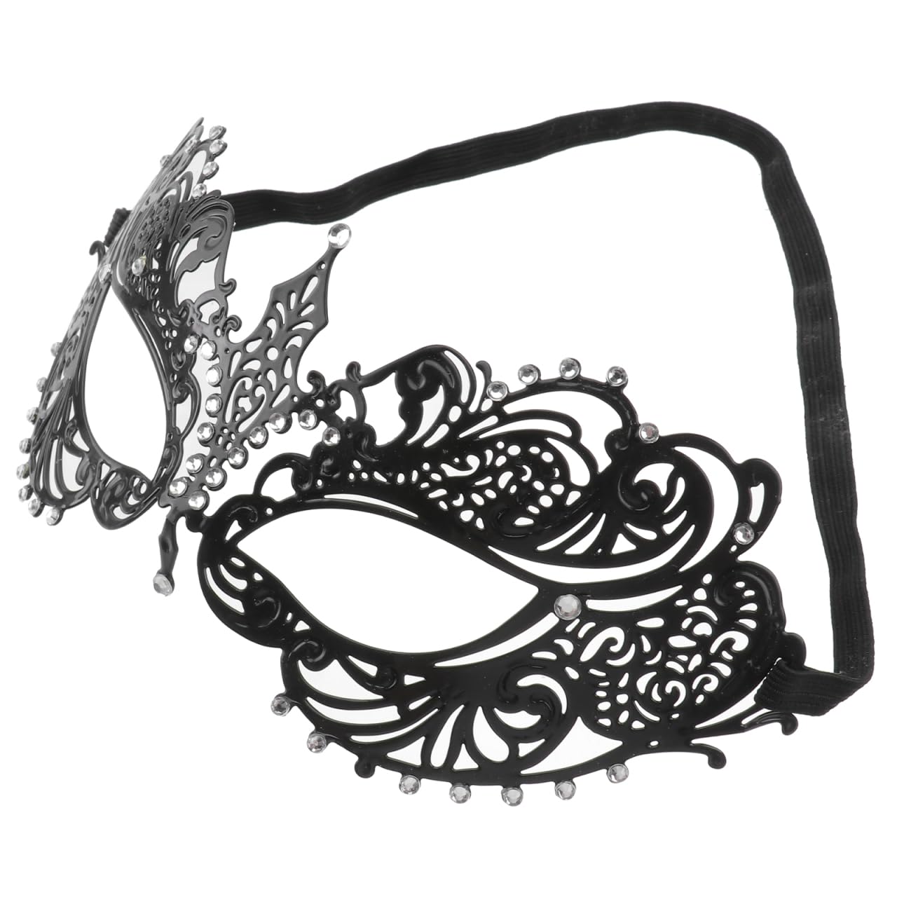 VORCOOL Masquerade Mask for Women - Black Rhinestone & Metal Crystal Mask for Ball & Party