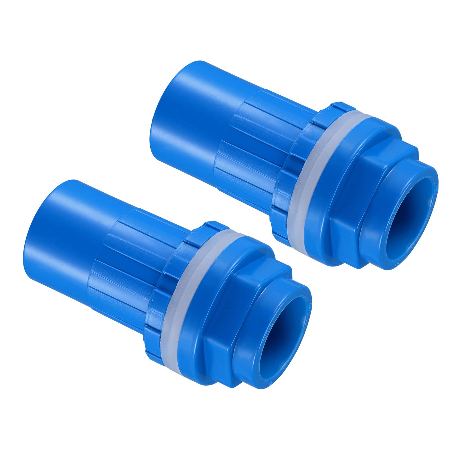 M METERXITY 2 Pack PVC 3/4" Male Thread Pipe Fitting - Water Tube Connector, DN20 Straight Pipe Joint, Apply to Water Tank (1 Inch, Blue)