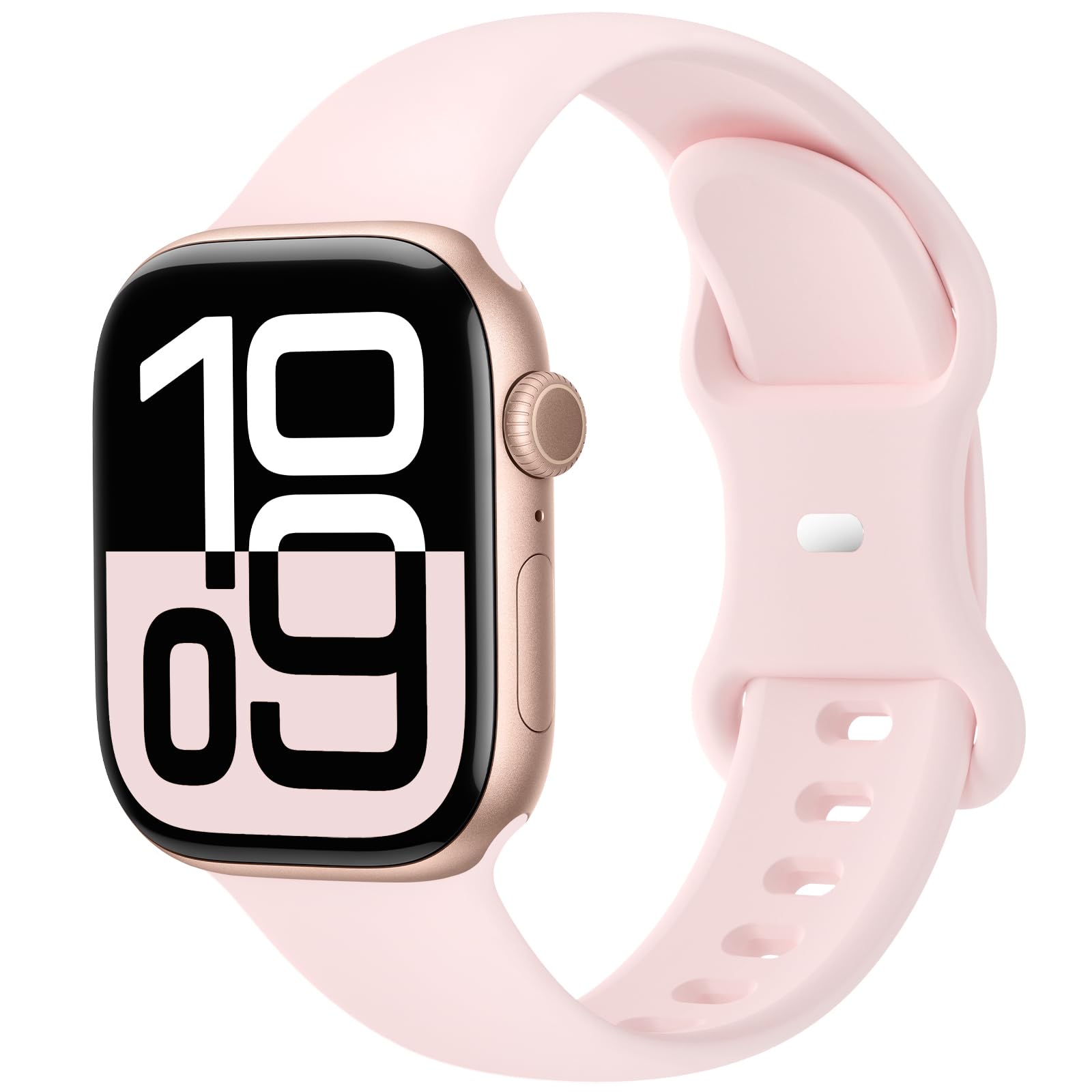 Sport Band Compatible with Apple Watch 49mm 46mm 45mm 44mm 42mm 41mm 40mm 38mm Women Men, Replacement Soft Silicone Sport Strap Wristbands for iWatch Series 10/9/8/7/6/5/4/3/2/1 Ultra SE, Light Pink