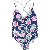 Victoria's Secret Pink Strap Back One Piece Bathing Suit (Small, Navy Flowers)
